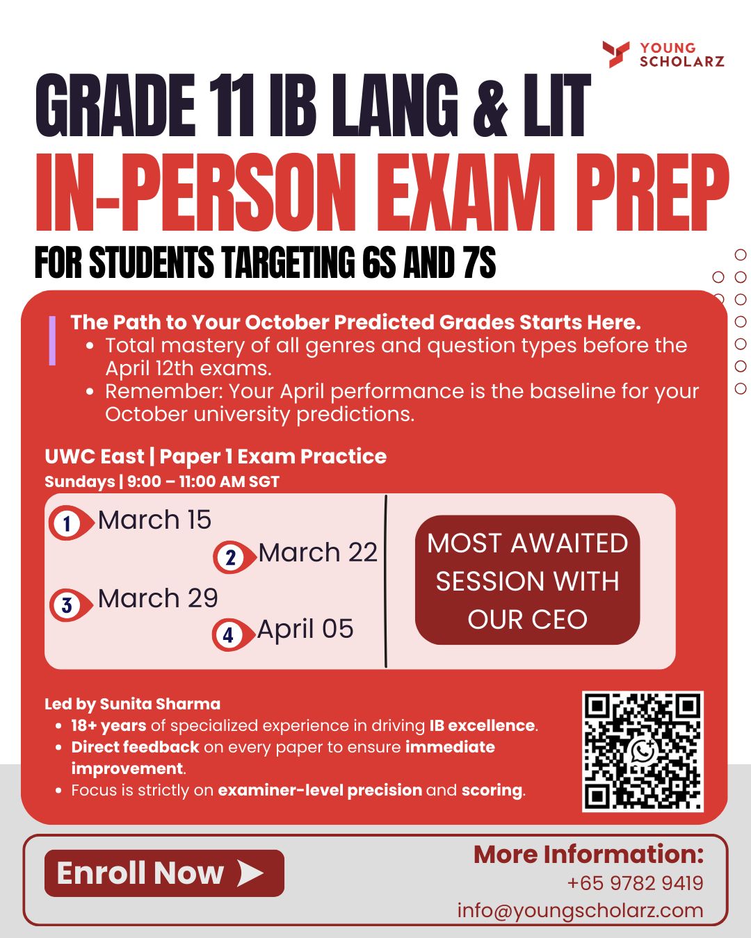 Grade 11 IB Language & Literature In-Person Exam Preparation Program.